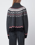 Alanui Grey Fair Isle patterned turtleneck jumper