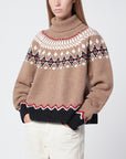 Alanui Beige Fair Isle patterned turtleneck jumper