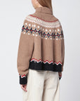 Alanui Beige Fair Isle patterned turtleneck jumper