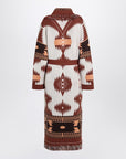 Alanui Long cardigan Icon Jacquard white/brown