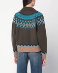 Alanui Olive green Fair Isle patterned cardigan