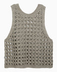 Brunello Cucinelli Dark green perforated cotton-blend tank top