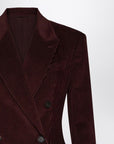 Brunello Cucinelli Bordeaux velvet double-breasted jacket