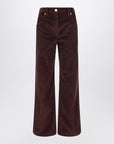 Brunello Cucinelli Wide-leg bordeaux velvet trousers