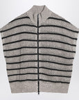 Brunello Cucinelli Striped mesh cardigan in linen blend