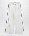 Brunello Cucinelli Wide white trousers in cotton and silk