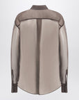 Brunello Cucinelli Brown shirt with Flora Appliqué in silk