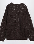 Brunello Cucinelli Brown perforated sweater with micro sequins