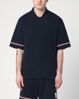 Thom Browne Navy blue polo shirt with tricolour detail