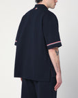 Thom Browne Navy blue polo shirt with tricolour detail