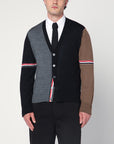 Thom Browne Navy/grey/brown wool cardigan
