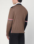 Thom Browne Navy/grey/brown wool cardigan