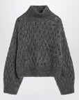 Brunello Cucinelli Grey openwork turtleneck sweater
