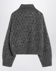 Brunello Cucinelli Grey openwork turtleneck sweater
