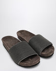 Brunello Cucinelli Precious Taupe Slides in Suede