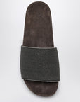 Brunello Cucinelli Precious Taupe Slides in Suede
