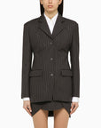 Off White Off-White™ Grey single-breasted pinstripe jacket in wool blend