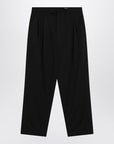 LEMAIRE Black drawstring pants in wool blend