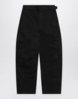 LEMAIRE Black cotton trousers with belt