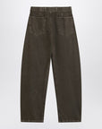 LEMAIRE Green denim trousers with belt