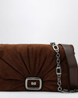 ROGER VIVIER Brown suede Viv'' Choc leather shoulder bag