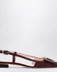 ROGER VIVIER Belle Vivier bordeaux suede slingback flats