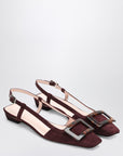 ROGER VIVIER Belle Vivier bordeaux suede slingback flats