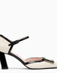 ROGER VIVIER Cream/black patent leather mary-jane