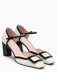 ROGER VIVIER Cream/black patent leather mary-jane