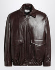 MM6 Maison Margiela Burgundy faux leather zip bomber