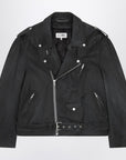 MM6 Maison Margiela Black washed-effect biker jacket