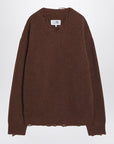 MM6 Maison Margiela Distressed brown wool-blend sweater