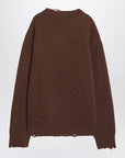 MM6 Maison Margiela Distressed brown wool-blend sweater