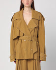 THE ANDAMANE Double-breasted overcoat in ochre yellow