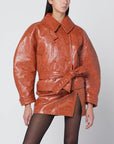 THE ANDAMANE Tan leather-effect belted jacket