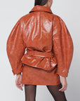 THE ANDAMANE Tan leather-effect belted jacket