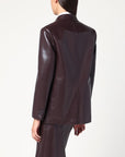 THE ANDAMANE Bordeaux faux leather single-breasted jacket
