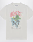 GANNI Ivory T-shirt with grape print