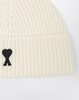 Ami Paris White wool Ami De Coeur beanie
