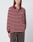Dunst Burgundy striped cotton polo shirt