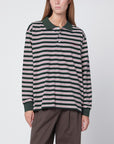 Dunst Dark green striped cotton polo shirt