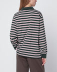 Dunst Dark green striped cotton polo shirt