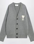 Ami Paris Light gray wool cardigan Ami De Coeur