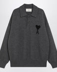 Ami Paris Grey polo-style Ami De Coeur sweater