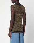 Wales Bonner Navy blue/yellow textured vest in a cotton blend