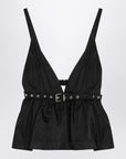 GANNI Black duchesse top with strap