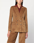 ETRO Brown double-breasted velvet jacket
