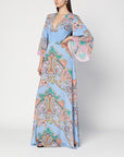 ETRO Long blue dress with Paisley print