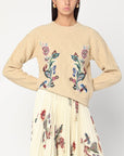 ETRO Beige wool sweater with embroidery