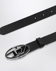 Diesel Black leather belt with Oval D buckle